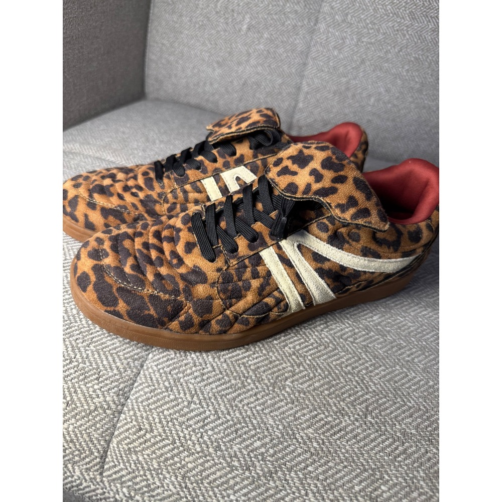 Steve Madden Madrid Leopard Print Sneakers Brown Animal Flocked 9M